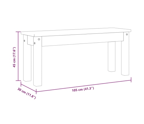 Banco de comedor Panama madera maciza de pino gris 105x30x45 cm