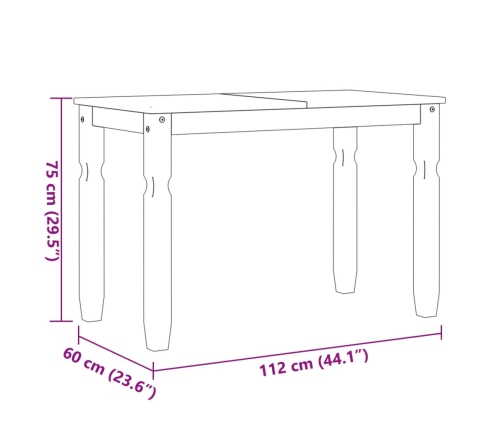 Mesa de comedor Corona madera maciza de pino 112x60x75 cm