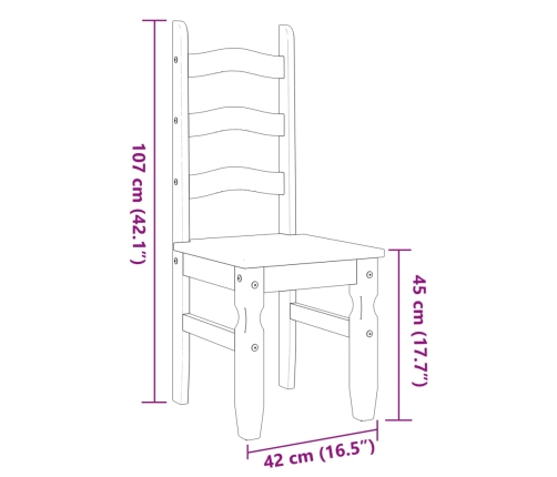 Sillas de comedor Corona 2 uds madera maciza pino 42x47x107 cm