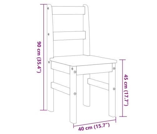 Sillas de comedor Panama 2 uds madera maciza pino 40x46x90 cm