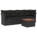 Set de muebles de jardín 5 pzas y cojines ratán sintético negro