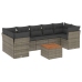 Set de sofás de jardín 8 pzas y cojines ratán sintético gris