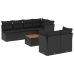 Set de sofás de jardín 8 piezas y cojines ratán sintético negro