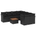 Set de sofás de jardín 8 piezas y cojines ratán sintético negro