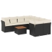 Set de sofás de jardín 8 piezas y cojines ratán sintético negro