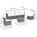 Set de comedor de jardín 7 pzas y cojines ratán sintético negro