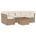 Set sofás de jardín 7 piezas y cojines ratán sintético beige