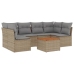 Set sofás de jardín 7 piezas y cojines ratán sintético beige