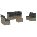 Set de sofás de jardín 8 pzas y cojines ratán sintético gris