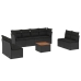 Set de sofás de jardín 8 piezas y cojines ratán sintético negro