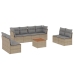 Set de sofás de jardín 9 pzas con cojines ratán sintético beige