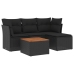 Set de muebles de jardín 5 pzas y cojines ratán sintético negro