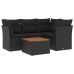 Set de muebles de jardín 5 pzas y cojines ratán sintético negro