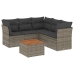 Set de muebles de jardín 6 pzas y cojines ratán sintético gris