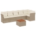 Set sofás de jardín 7 piezas y cojines ratán sintético beige