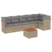 Set sofás de jardín 7 piezas y cojines ratán sintético beige