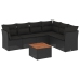 Set de comedor de jardín 7 pzas y cojines ratán sintético negro