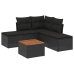 Set de sofás de jardín 6 piezas y cojines ratán sintético negro