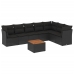 Set de sofás de jardín 8 piezas y cojines ratán sintético negro
