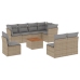 Set de sofás de jardín 9 pzas con cojines ratán sintético beige