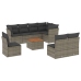 Set de muebles de jardín 9 pzas y cojines ratán sintético gris