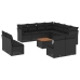Set de sofás de jardín 12 piezas cojines ratán sintético negro