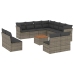 Set de sofás de jardín 12 pzas con cojines ratán sintético gris
