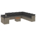 Set de sofás de jardín 12 pzas con cojines ratán sintético gris