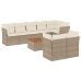 Set de sofás de jardín 9 pzas con cojines ratán sintético beige