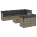 Set de muebles de jardín 9 pzas y cojines ratán sintético gris