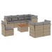 Set de sofás de jardín 9 pzas con cojines ratán sintético beige