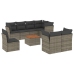 Set de muebles de jardín 9 pzas y cojines ratán sintético gris