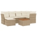 Set sofás de jardín 7 piezas y cojines ratán sintético beige