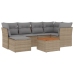 Set sofás de jardín 7 piezas y cojines ratán sintético beige