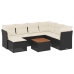 Set de sofás de jardín 8 piezas y cojines ratán sintético negro
