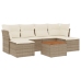 Set sofás de jardín 7 piezas y cojines ratán sintético beige