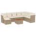 Set de sofás de jardín 9 pzas con cojines ratán sintético beige