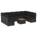 Set de sofás de jardín 10 pzas cojines ratán sintético negro
