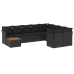 Set de sofás de jardín 10 pzas cojines ratán sintético negro