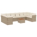 Set de sofás de jardín 11pzas con cojines ratán sintético beige