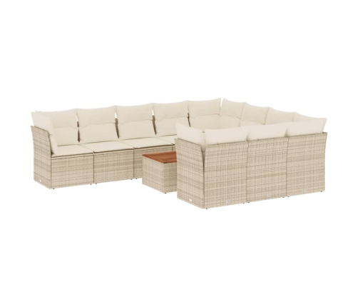 Set de sofás de jardín 11pzas con cojines ratán sintético beige