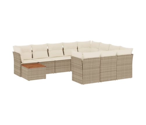 Set de sofás de jardín 11pzas con cojines ratán sintético beige