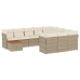 Set de sofás de jardín 11pzas con cojines ratán sintético beige