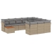 Set de sofás de jardín 11pzas con cojines ratán sintético beige