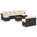 Set de sofás de jardín 10 pzas cojines ratán sintético negro