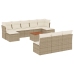 Set de sofás de jardín 11pzas con cojines ratán sintético beige