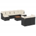 Set de sofás de jardín 10 pzas cojines ratán sintético negro
