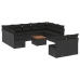 Set de sofás de jardín 12 piezas cojines ratán sintético negro