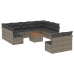 Set de sofás de jardín 12 pzas con cojines ratán sintético gris