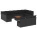 Set sofás de jardín 14 pzas con cojines ratán sintético negro